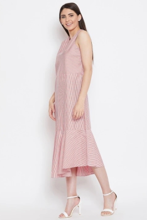 red-petal-pink-striped-keyhole-neck-midi-dress