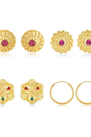 vighnaharta-allure-charming-alloy-gold-plated-stud-earring-combo-set-for-women-and-girls-pack-of-4-pair-earrings-vfj1192-1234-1197-1318erg-golden