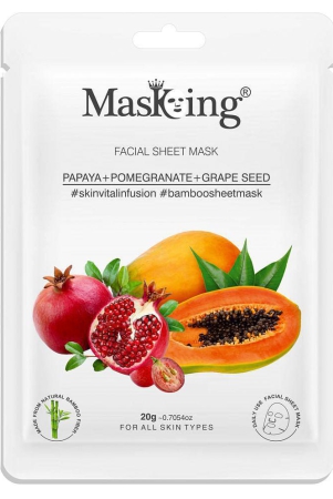 Masking Papaya, Pomegranate & Grape Seed Bamboo Face Sheet Mask 20 ml