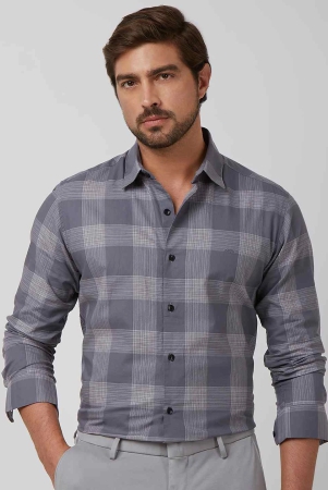 grey-large-check-slim-fit-casual-shirt