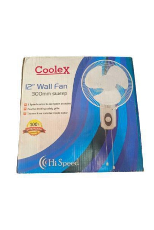 Coolex 12 inches, 300mm Sweep, High Speed Wall Fan White