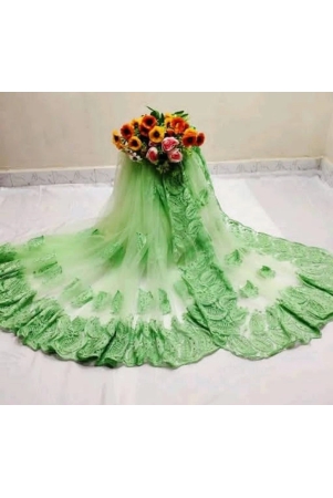 new-trendy-net-embroidered-saree-with-blouse-piece-green