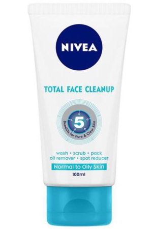 NIVEA Total Face Cleanup Women Face Wash, Face Scrub & Face Pack, 100 ml
