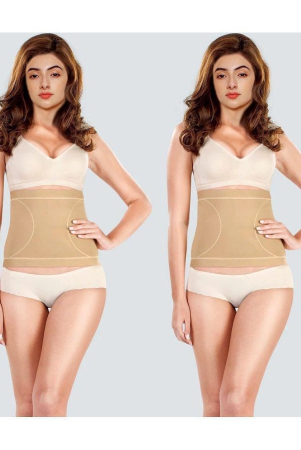 SELETA - Beige women shapewear Cotton Womens Waist Cincher ( Pack of 2 ) - None