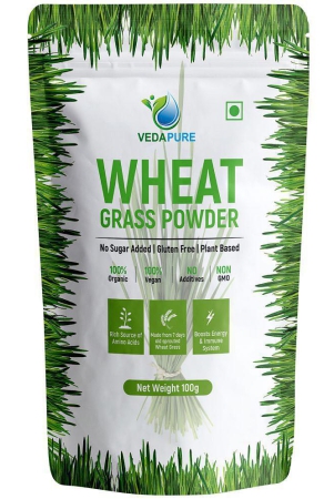 VEDAPURE 100% Natural & Organic Wheatgrass Powder Helps in Immunity & Energy - 100gm (Pack of 1)