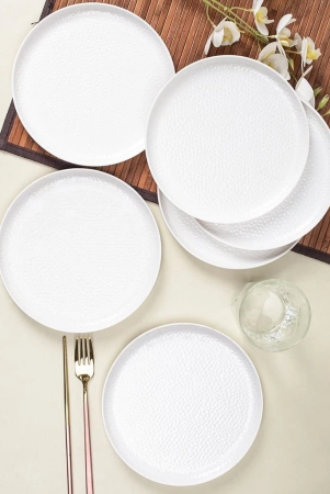 market99-hammered-melamine-tableware-white-glossy-finish-full-plates-for-dining-table-set-of-6-white