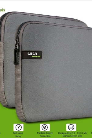 Gizga Essentials Laptop Bag Sleeve Case Cover Pouch for 13.3 Inch Laptops MacBook, Premium Neoprene Material, Ultra-Light & Easy to Carry, Office Bag for Men & Women, Prevents Scratches, Grey