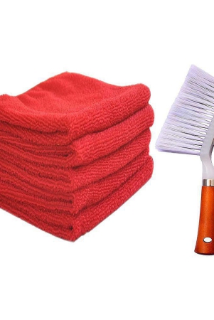 ingens-combo-of-car-and-carpet-cleaning-brush-and-microfiber-cleaning-cloths40x40cms-250gsm-highly-absorbent-lint-and-streak-freewash-cloth-for-car-window-redpack-of-5-cloth-and-1-brush