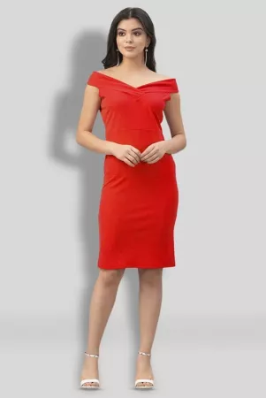 Selvia - Red Cotton Blend Womens Bodycon Dress ( Pack of 1 ) - None