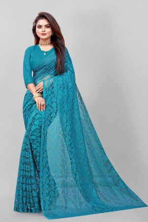 apnisha-turquoise-net-saree-with-blouse-piece-pack-of-1-turquoise