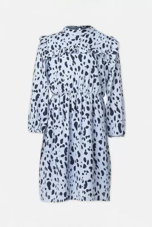 Oxolloxo Blue Animal Satin Shirt Dress