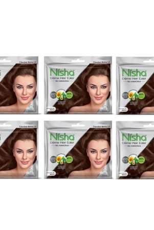 nisha-creme-hair-color-chocolate-brown-40g-pack-of-6-permanent-hair-color-for-women-men-no-ammonia-100-grey-coverage