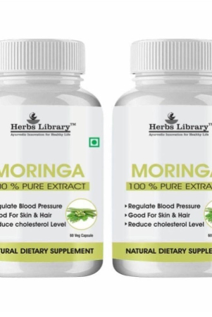 Herbs Library Moringa Extract helps in maintaing Metabolism & Digestion 60 Capsules Each (Pack of 2)