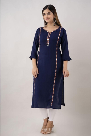 kapadia-navy-rayon-womens-straight-kurti-pack-of-1-none