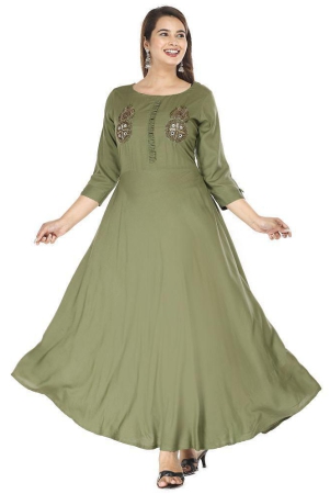 JC4U Rayon Green A- line Dress - Single - 2XL