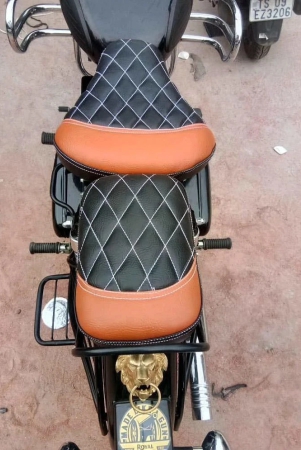 kohli-bullet-accessories-seat-cover-fancy-check-tan-black-for-royal-enfield-classic-classic-chrome-classic-desert