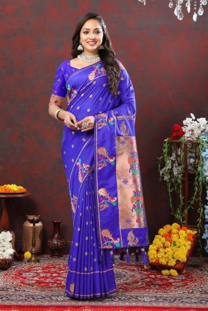 blue-soft-paithani-silk-woven-design-copper-zari-meenakari-weaving-saree