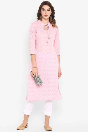 janasya-cotton-printed-straight-womens-kurti-pink-pack-of-1-none