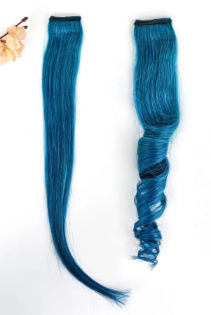 refynhair-100-natural-human-hair-extensions-wigs-teal-color-streax-16-inches-pack-of-2-streaks-highlighter-for-women-and-girls-rainbow-color-hair-extensions-for-festival-party