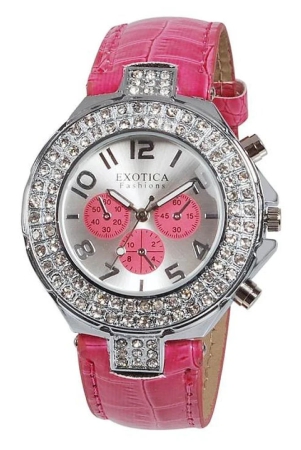 Exotica Fashions - Pink Leather Analog Womens Watch