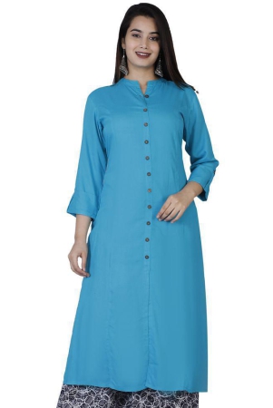 doriya-turquoise-rayon-womens-front-slit-kurti-none