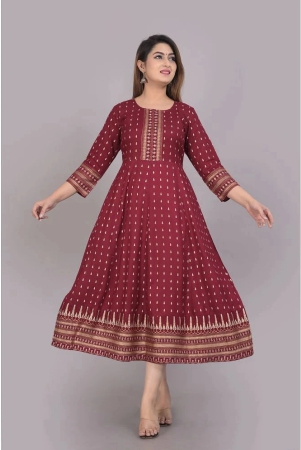 smien-maroon-rayon-womens-flared-kurti-pack-of-1-none