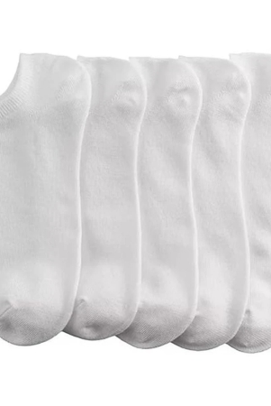 thriftkart-cotton-blend-mens-solid-white-low-cut-socks-pack-of-5-white