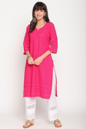 queenley-pink-cotton-womens-straight-kurti-pack-of-1-m