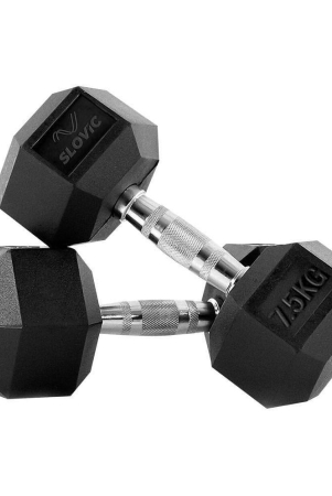 slovic-rubber-7-kg-fixed-hex-dumbbell