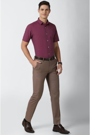 Men Purple Regular Fit Formal Half Sleeves Formal Shirt