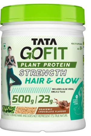 tata-gofit-plant-protein-strength-hair-glow-pea-brown-rice-blend-13-vitamins-minerals-herbs-aloe-vera-amla-tulsi-heavenly-chocolate-flavour-500g-15-serves-no-soy-no-lactose