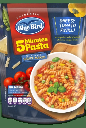 Blue Bird 5 Minutes Pasta Cheesy Tomato Fusilli, 65 gm