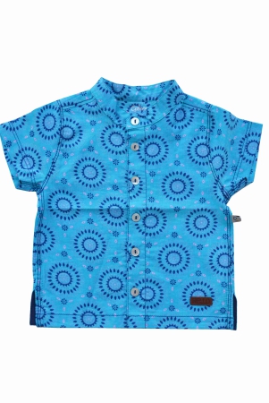 allover-circles-print-blue-short-sleeves-kurta-shirt-100-cotton