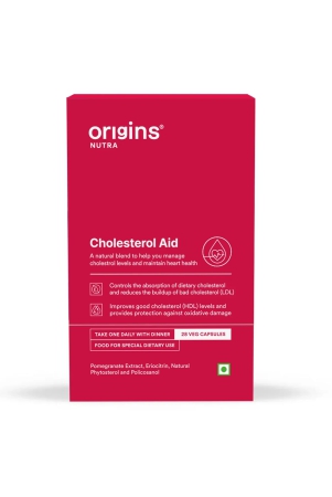 Origins Nutra Cholesterol Aid |Cholesterol Balance, Helps Reduce LDL, Boosts HDL |Plantsterols, Pomegranate Extract, Eriocitrin, Policosonal | Vegan-Friendly|GMP Certified|For Men & Women|28 Veg 