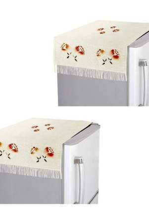 e-retailer-set-of-2-polyester-gold-fridge-top-cover-gold