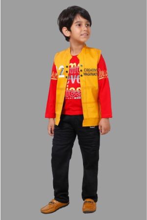 dkgf-fashion-yellow-cotton-blend-boys-shirt-pants-pack-of-1-none