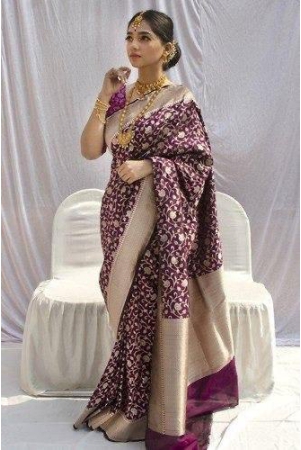 viransh-enterprise-womens-lichi-silk-banarasi-saree-with-unstitched-blouse-piece-purple-violet-violet