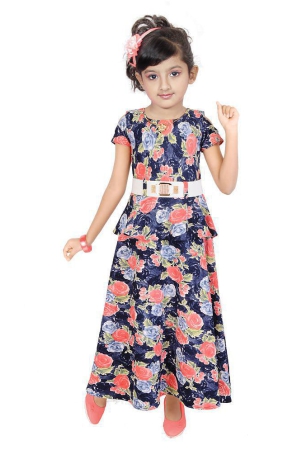 Zadmus Girls Printed Stylish Gown Dress (Blue,9 - 10 Years) - None