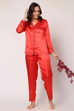 gochikko-womens-satin-plain-color-night-suit-set-of-shirt-pyjama-pack-of-1light-red-2xl