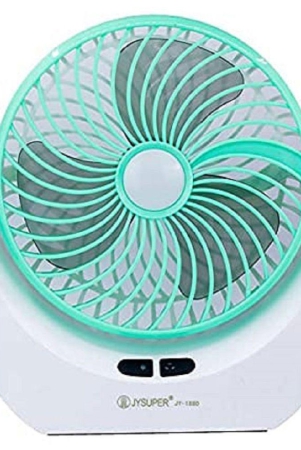 Rechargeable 1.88 Watts High Speed Table Fan, LED Light for Home, Office Desk, Kitchen (Multicolour)