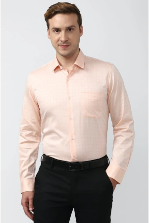 Men Peach Slim Fit Formal Full Sleeves Formal Shirt