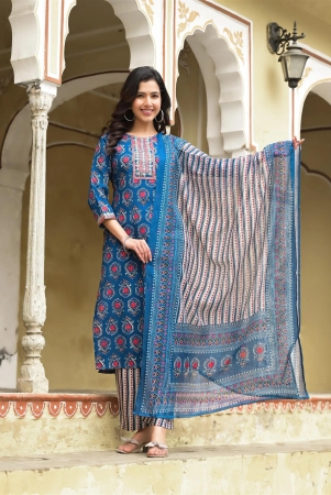 aqua-blue-color-simple-and-beautiful-kurta-set-with-bottom-and-dupatta-xl