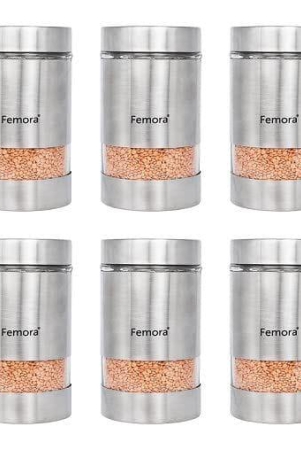 femora-metallic-clear-glass-kitchen-storage-jars-1000-ml-set-of-6-free-replacement-of-lids