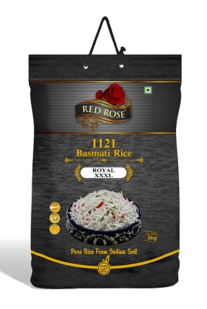 Red Rose Royal Basmati Rice, Extra Long Grain, Best Basmati Rice for Biryani, 5 KG