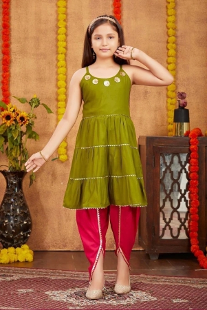 aarika-olive-rayon-girls-top-dhoti-set-pack-of-1-none