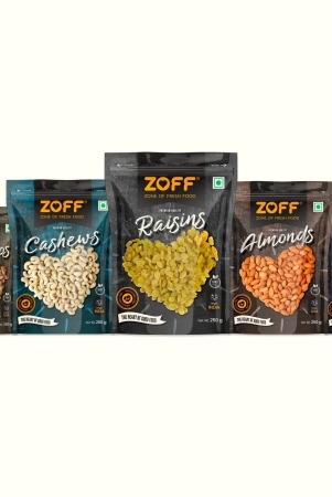 Zoff Dry Fruits Combo Pack - Pack of 5? 250g each ? Total weight - 1.25 kg