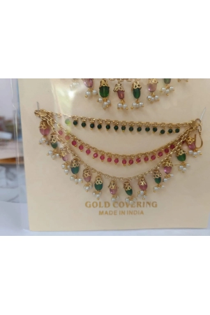 Indian Traditional Gold Covering Maang Tikka with Pearls and Beads