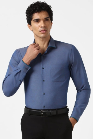 Men Blue Slim Fit Formal Full Sleeves Formal Shirt