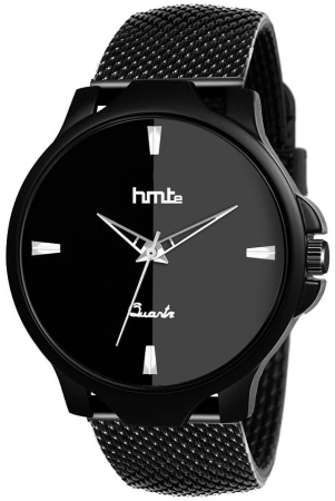 HMTe - Black Leather Analog Mens Watch