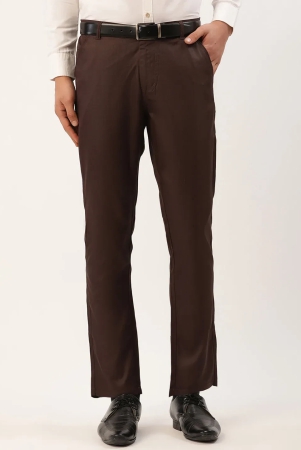 Indian Needle Mens Coffee Checked Formal Trousers-30 / Brown
